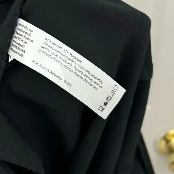 Eileen Fisher System Refined Tencel Pants Straight Leg Size 6 Black Business - Picture 4 of 8